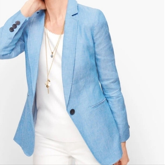 Talbots Classic Linen Blazer Nwot - Picture 3 of 7